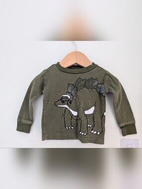 The Children's Place Olive Green Long-Sleeve Dinosaur Tee